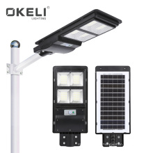 OKELI High Lumen Bridgelux Smd Outdoor Waterproof Ip65 90w 200w 300w All In One Solar Led Streetlight